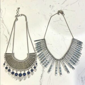 Lucky brand Silver and Blue Statement Necklace Set
